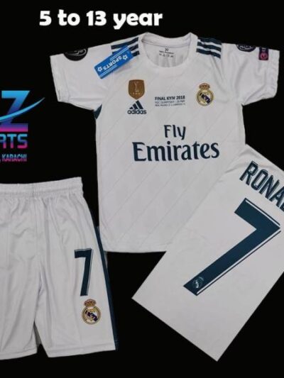 RONALDO 7 REAL MADRID FOOTBALL KIT 17/18 FOR KID WHITE